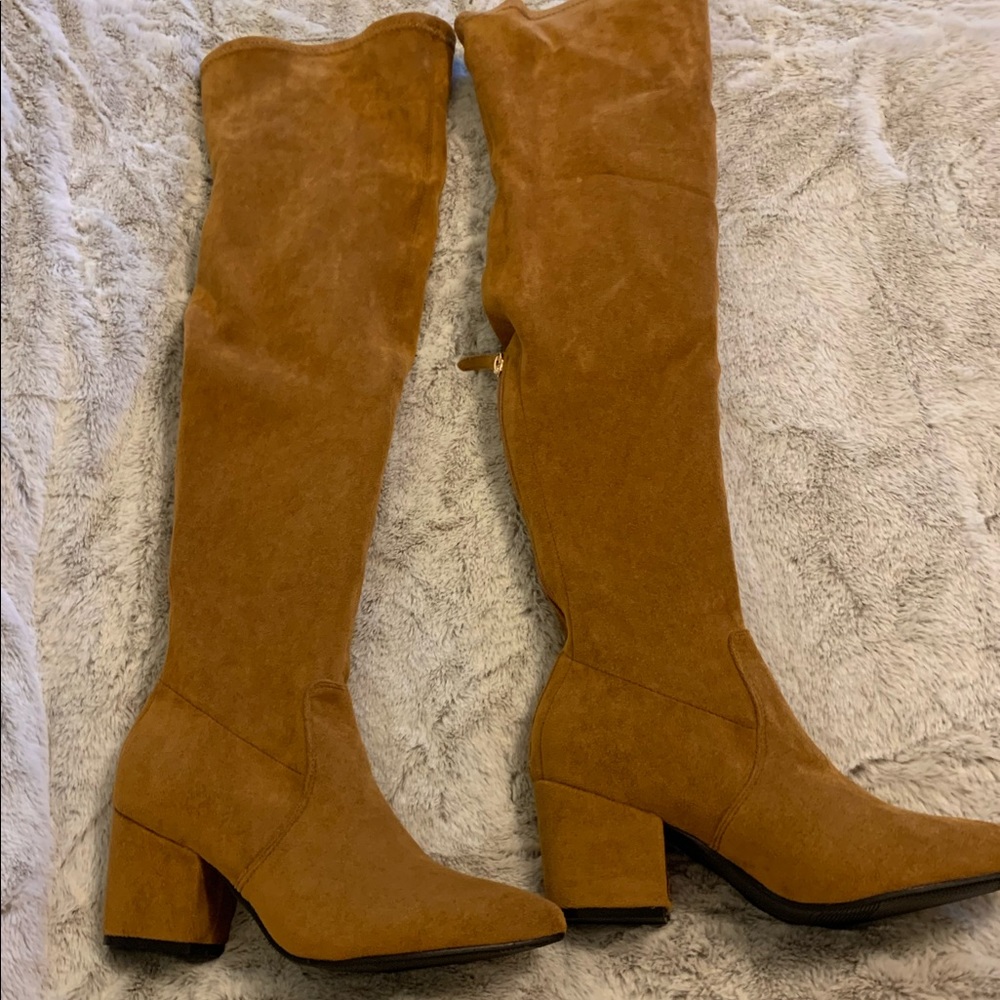 GOODNIGHT MACAROON
MARLO TAN OVER
THE KNEE SUEDE
LEATHER BOOTS